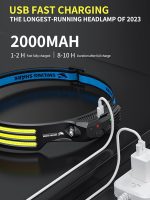 Мощен LED челник, широкоъгълен 230°, 3*бели светлинни ленти, презареждаща батерия, сензор за движение, водоустойчив, за къмпинг, туризъм, работа, на открито и др. - Image 5
