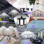 200W LED гаражно осветление, 20000LM деформируема гаражна лампа 1 бр. 6500K дневна светлина с 7+1 регулируеми панела, E27 LED таванна лампа за гараж, таванско помещение, склад, офис, работилница, коридор и др. - Image 3