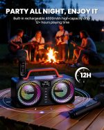 80W Bluetooth Караоке машина с 2 безжични микрофона, регулиране на ехото, съвместим с USB/AUX, идеален за партита на закрито и открито - Image 3