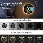8“ кръгъл дигитален стенен часовник с голям дисплей, 11 RGB цвята, дистанционно управление, автоматична яркост, температура, лятно време, нощна светлина, аларма, таймер за обратно броене за класна стая/спалня/офис - Image 4