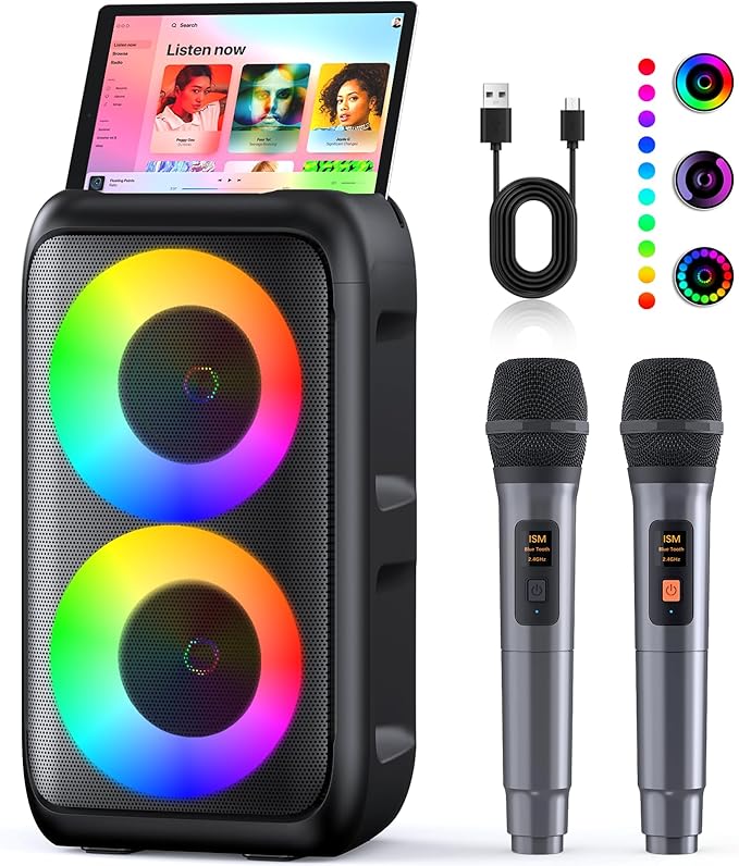 bluetooth kolonka s dva mikrofona karaoke mashina 2 visokogovoritelq x15w rgb svetlini bluetooth kolonka s dva mikrofona karaoke mashina 2 visokogovoritelq x15w rgb svetlini