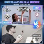 200W LED гаражно осветление, 20000LM деформируема гаражна лампа 1 бр. 6500K дневна светлина с 7+1 регулируеми панела, E27 LED таванна лампа за гараж, таванско помещение, склад, офис, работилница, коридор и др. - Image 2