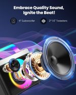 Преносима Bluetooth Караоке машина с 2 безжични микрофона, презрамка, забавна смяна на гласа, поддръжка на USB/AUX за събития на октрито, партита и друго - Image 6