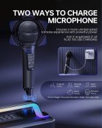 Преносима Bluetooth Караоке машина с 2 безжични микрофона, презрамка, забавна смяна на гласа, поддръжка на USB/AUX за събития на октрито, партита и друго - Image 5