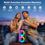 bluetooth kolonka s dva mikrofona karaoke mashina 2 visokogovoritelq x15w rgb svetlini