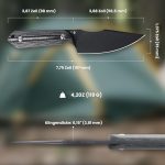 Нож за лов Kizer Harpoon, 9,75 см острие D2 с черна дръжка от микарта, EDC нож за лов с кания, туризъм, къмпинг, нож за оцеляване - Image 3