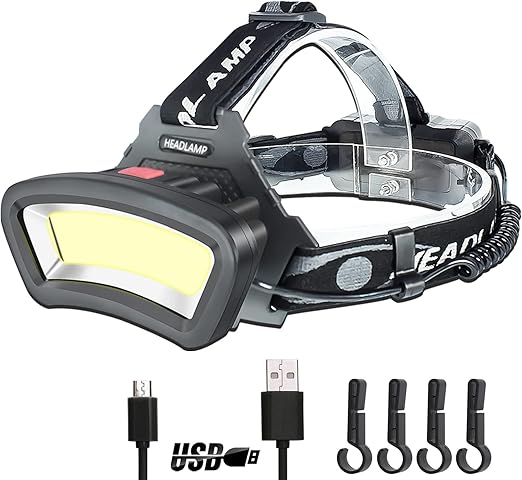 71v2JzigxfL._AC_SX522_ Акумулаторен LED челник, Супер ярък фенер, червена светлина, акумулаторни презареждащи батерии, работа 7-14ч. - Image 1