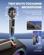 80W Bluetooth Караоке машина с 2 безжични микрофона, регулиране на ехото, съвместим с USB/AUX, идеален за партита на закрито и открито - Image 5