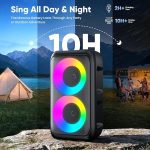 bluetooth kolonka s dva mikrofona karaoke mashina 2 visokogovoritelq x15w rgb svetlini