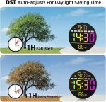 8“ кръгъл дигитален стенен часовник с голям дисплей, 11 RGB цвята, дистанционно управление, автоматична яркост, температура, лятно време, нощна светлина, аларма, таймер за обратно броене за класна стая/спалня/офис - Image 2