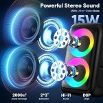 bluetooth kolonka s dva mikrofona karaoke mashina 2 visokogovoritelq x15w rgb svetlini