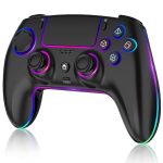 Безжичен професионален контролер за PS5/PC/MAC/Steam Deck, Геймпад със 7 променливи RGB цветове/Джойстик с ефект на Хол и тригер/Турбо/Гироскоп с 6 точки/Програмна лента/Двойна вибрация/Аншлюс за слушалки/1500 mAh Akku
