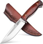 Нож за оцеляване Japaknives, ловен нож, остър Bushcraft D2, фиксирано острие, ярък колан с кожена кания за къмпинг, ловен подарък за мъже