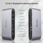 Докинг станция Minisopuru Displaylink за три монитора за MacBook M1/M2/Windows, 13 в 1 Displaylink USB C с 2 HDMI порта и 2 DisplayPort порта, USB C PD 100W, USB-C данни, Ethernet, аудио, 4 порта - Image 7