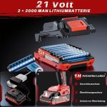 Акумулаторен винтоверт, 21V s 2бр батерии 2000mAh 45Nm 25+3 нива на въртене 2 скоростен контрол, LED осветление, индикатор за състоянието на зареждането - Image 4