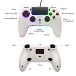 RGB кабелен контролер за PS5, PS4, PC, Mac, Android и Steam Deck, геймпад с Hall Effect тригери, програмируеми бутони, сензор за движение, тъчпад, съвместим с PS5 Pro/Slim – бял - Image 7