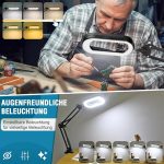 12 x правоъгълна лупа с LED светлини и стойка, 5 цветови режима, плавно димируема, 2-в-1 LED осветена настолна лампа и скоба, лупа за четене без ръце за четене, занаяти, ремонт, боядисване - Image 5