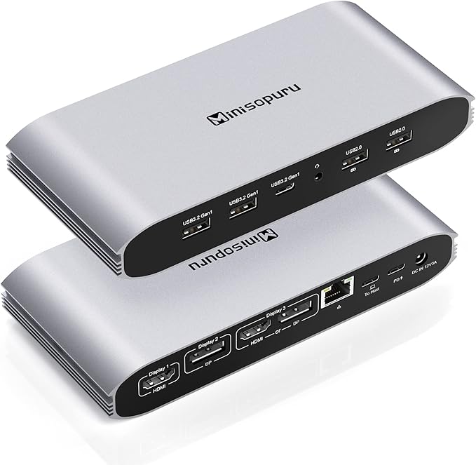 71U7APZ-vML._AC_SX679_ Докинг станция Minisopuru Displaylink за три монитора за MacBook M1/M2/Windows, 13 в 1 Displaylink USB C с 2 HDMI порта и 2 DisplayPort порта, USB C PD 100W, USB-C данни, Ethernet, аудио, 4 порта - Image 1