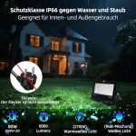 RGBW LED прожектор 80 W, с променящи се цветове, еквивалентен на 800 W, 16 милиона цвята с таймер за групиране, 2700 K топло бяло, клас на водозащита IP66 за външно и вътрешно ползване - Image 3