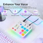 MAONO G1 Neo Геймърски аудио миксер Аудио интерфейс с XLR вход и 48V | RGB, Bluetooth, 4 персонализирани саундпада, стрийминг на живо, подкастинг, гласови ефекти, PS5, TikTok на живо, стрийминг на PC, геймъри, бял - Image 6