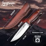 Нож за оцеляване Japaknives, ловен нож, остър Bushcraft D2, фиксирано острие, ярък колан с кожена кания за къмпинг, ловен подарък за мъже - Image 3