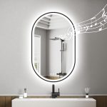 80х50см Овално огледало за баня с LED осветление, bluetooth, 2 високоговорителя, 3 цвята, димируемо против замъгляване, IP44, HD закалено стъкло, хоризонтално/вертикално