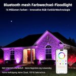 RGBW LED прожектор 80 W, с променящи се цветове, еквивалентен на 800 W, 16 милиона цвята с таймер за групиране, 2700 K топло бяло, клас на водозащита IP66 за външно и вътрешно ползване - Image 6