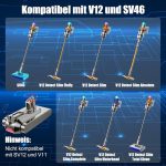 3500mAh Батерия за Dyson V12 , съвместима с прахосмукачка V12Detect Slim/Detect Slim Absolute Fluffy SV20 SV26 SV30 SV34 SV46 (не е за V11 SV12) - Image 6