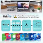 Докинг станция Minisopuru Displaylink за три монитора за MacBook M1/M2/Windows, 13 в 1 Displaylink USB C с 2 HDMI порта и 2 DisplayPort порта, USB C PD 100W, USB-C данни, Ethernet, аудио, 4 порта - Image 5