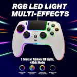 RGB кабелен контролер за PS5, PS4, PC, Mac, Android и Steam Deck, геймпад с Hall Effect тригери, програмируеми бутони, сензор за движение, тъчпад, съвместим с PS5 Pro/Slim – бял - Image 5