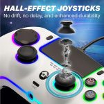 RGB кабелен контролер за PS5, PS4, PC, Mac, Android и Steam Deck, геймпад с Hall Effect тригери, програмируеми бутони, сензор за движение, тъчпад, съвместим с PS5 Pro/Slim – бял - Image 3
