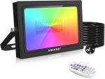 60W RGB прожектор Meikee с дистанционно управление, 10 цвята, таймер, 6 нива на яркост, 30 режима с дистанционно управление.