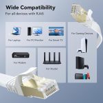 Ethernet кабел Cat7 Високоскоростен гигабитов RJ45 пач кабел, интернет плоска лента, съвместим с рутер, модем, компютър, лаптоп - Image 2