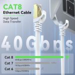 Ethernet кабел Cat7 Високоскоростен гигабитов RJ45 пач кабел, интернет плоска лента, съвместим с рутер, модем, компютър, лаптоп - Image 6