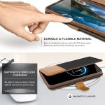 Samsung S26, калъф с кожа и плат, тип портфейл с държачи за кредитни карти, поставка, магнитна каишка за закопчаване - Image 4