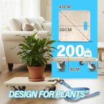Дървена платформа, количка с въже и кука 30х30см , Здрава дървена дъска, количка за мебели, растения и др, подвижна количка с колела, Товароносимост 200кг, безшумни колела въртящи на  360° - Image 5