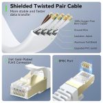 Ethernet кабел Cat7 Високоскоростен гигабитов RJ45 пач кабел, интернет плоска лента, съвместим с рутер, модем, компютър, лаптоп - Image 3