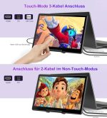 15,6-инчов Touchscreen монитор, FHD 1920 × 1080 IPS сензорен монитор за лаптоп, HDMI, VGA, DVI, поддържа VESA монтаж, съвместим с лаптопи, компютри, PS5/4, Xbox - Image 5