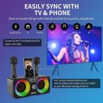 Караоке Bluetooth колона с 2 безжични микрофона,Уникален звук с лед парти светлини за домашно парти 2 х 10W първокласни широколентови високоговорителя, - Image 6