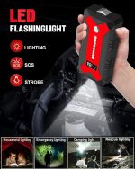Jump Starter, Стартерна батерия за автомобили, 4000А, до 9л. бензин / 8.5л дизел, стартерна батерия за кола с лед фенерче USB бързо зареждане - Image 3