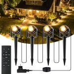LED Градинско осветление, 17м, 24V, димируема светлина с дистанционно управление, таймер, 3 режима на осветление, водоустойчив градински прожектор IP67