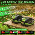 Супер мощна безжична духалка за листа и сняг, с 2х4000mAh батерии и зарядно устройство, лека, 3 степенно регулиране, двойна дюза за градина и двор - Image 6