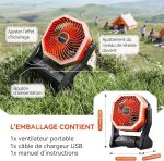 20000mAh къмпинг вентилатор с LED светлина, преносим акумулаторен настолен вентилатор с кука, мощен вятър с регулируеми 4 скорости за къмпинг, риболов, пикник, прекъсване на захранването - Image 2